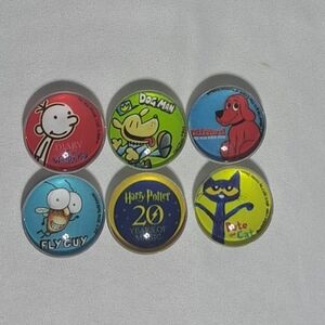 2018 Scholastic Book Club 6 Piece Magnet set Harry Potter Clifford Dog Man Wimpy